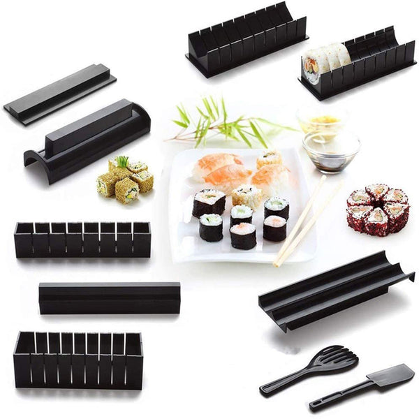 Sushi Making Kit - DIY Sushi Roller Mold Maker Kit, Home Sushi Mold Press  with Sushi Rice Roll Mold Shapes, Spatula, DIY Home Sushi Tool Reusable 